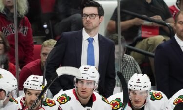 Jeremy Colliton looks on from behind the bench.