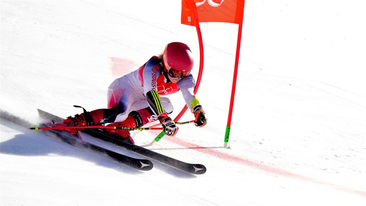 Mikaela Shiffrin skis the mixed team event