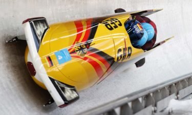 Germans one-two at midpoint of four-man bobsled competition