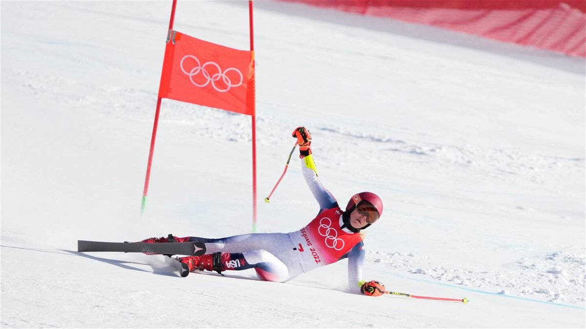 Mikeala Shiffrin skied out during the first run of the women's giant slalom at the 2022 Winter Olympics.