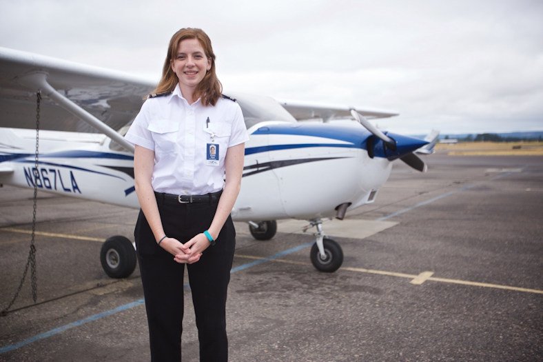 Emma Bryson of Redmond went on from instructing at Hillsboro Aero Academy to flying for Horizon Air as an E175 captain.