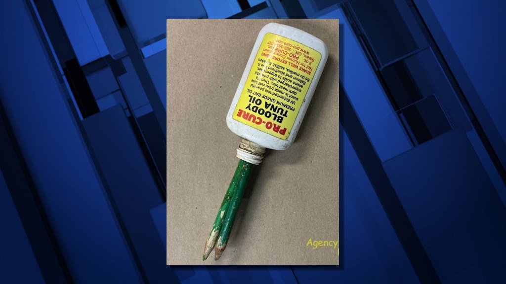 Makeshift weapon, bottle with pencils, allegedly used in stabbing
