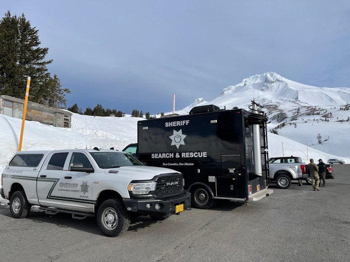 Clackamas County Sheriff's Office at Mount Hood after two climbers fell