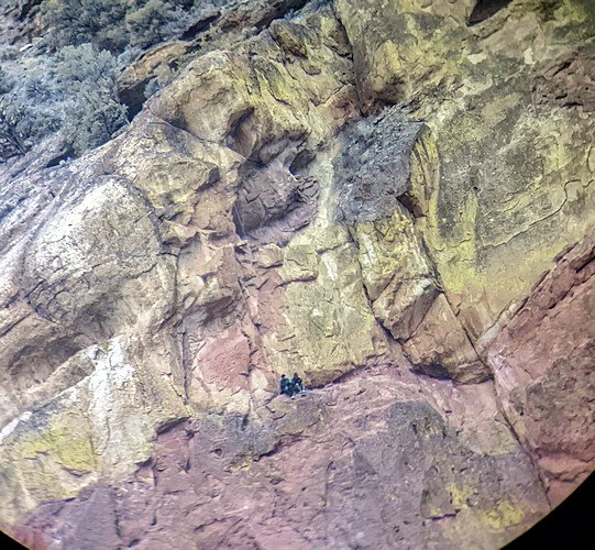 Two climbers rappelling down Smith Rock's Red Wall Friday got stuck when their ropes got tangled 