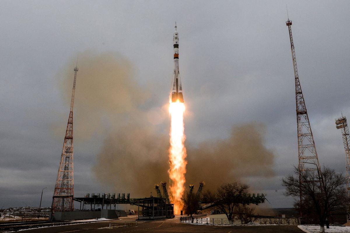 <i>Kirill Kudryavtsev/AFP/Getty Images</i><br/>This image shows the launch of Soyuz MS-20 spacecraft from Kazakhstan on December 8