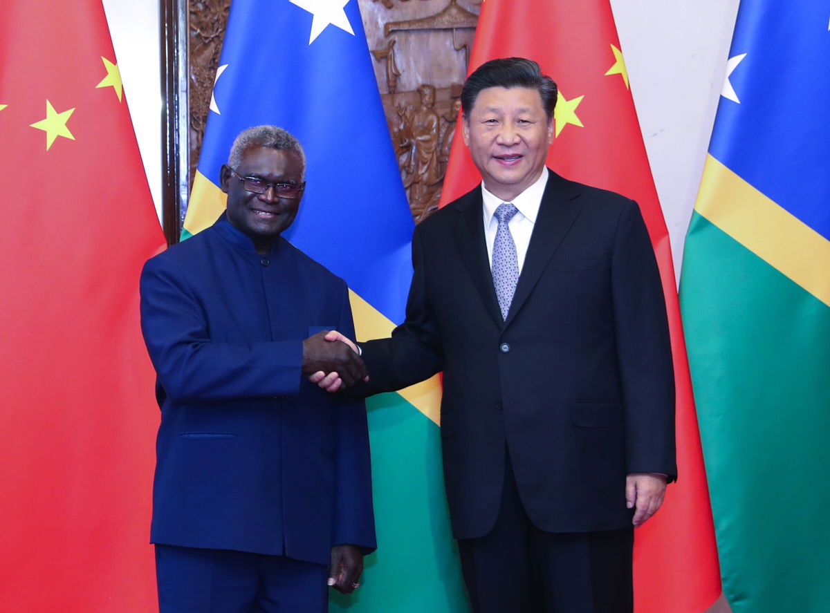 <i>Yao Dawei/Xinhua/Getty Images</i><br/>Chinese President Xi Jinping meets with Solomon Islands' Prime Minister Manasseh Sogavare at the Diaoyutai State Guesthouse in Beijing