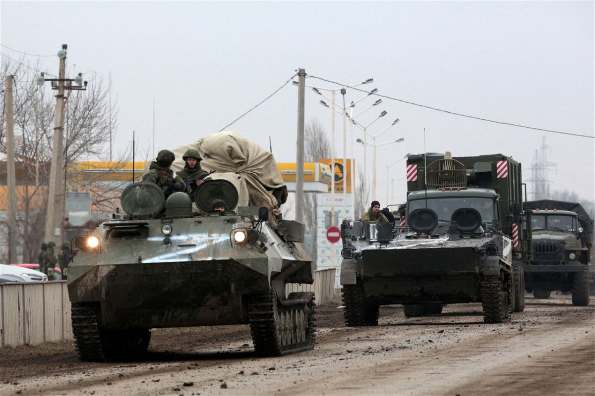 <i>Stringer/AFP/Getty Images</i><br/>Russian army military vehicles are seen in Armyansk