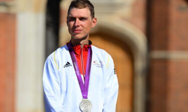 Olympic medalist Tony Martin is seen here with his silver medal at the London 2012 Summer Olympics. Martin is auctioning off his medal to raise funds for children in Ukraine.