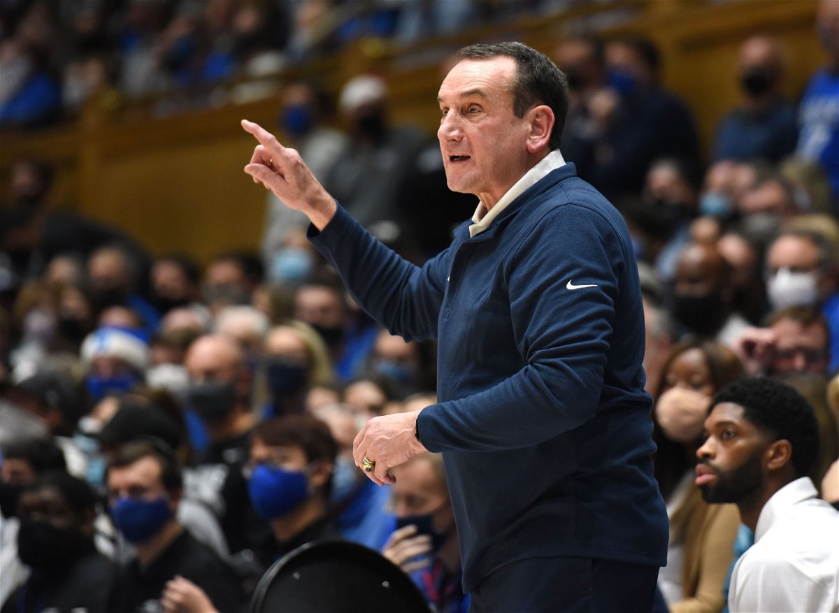 <i>Rob Kinnan/USA TODAY Sports</i><br/>Duke Blue Devils head coach Mike Krzyzewski directs his team during a game against the Appalachian State Mountaineers on December 16