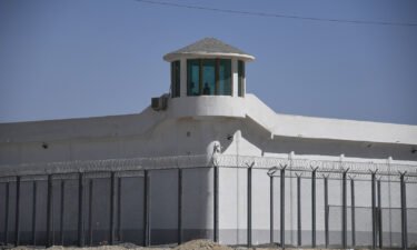 A watchtower at a high-security facility near what is believed to be a re-education camp on the outskirts of Hotan