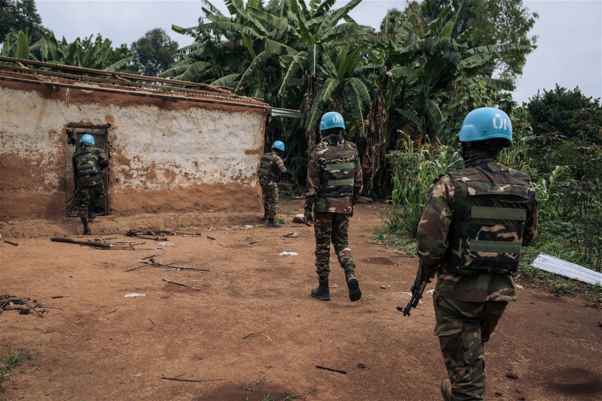 <i>Glody Murhabazi/AFP/Getty Images</i><br/>Soldiers of the UN mission in the Democratic Republic of Congo in Dhedja on December 19