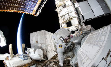 NASA spacewalker Kayla Barron is pictured during a six-hour and 32 minute spacewalk on Dec. 2