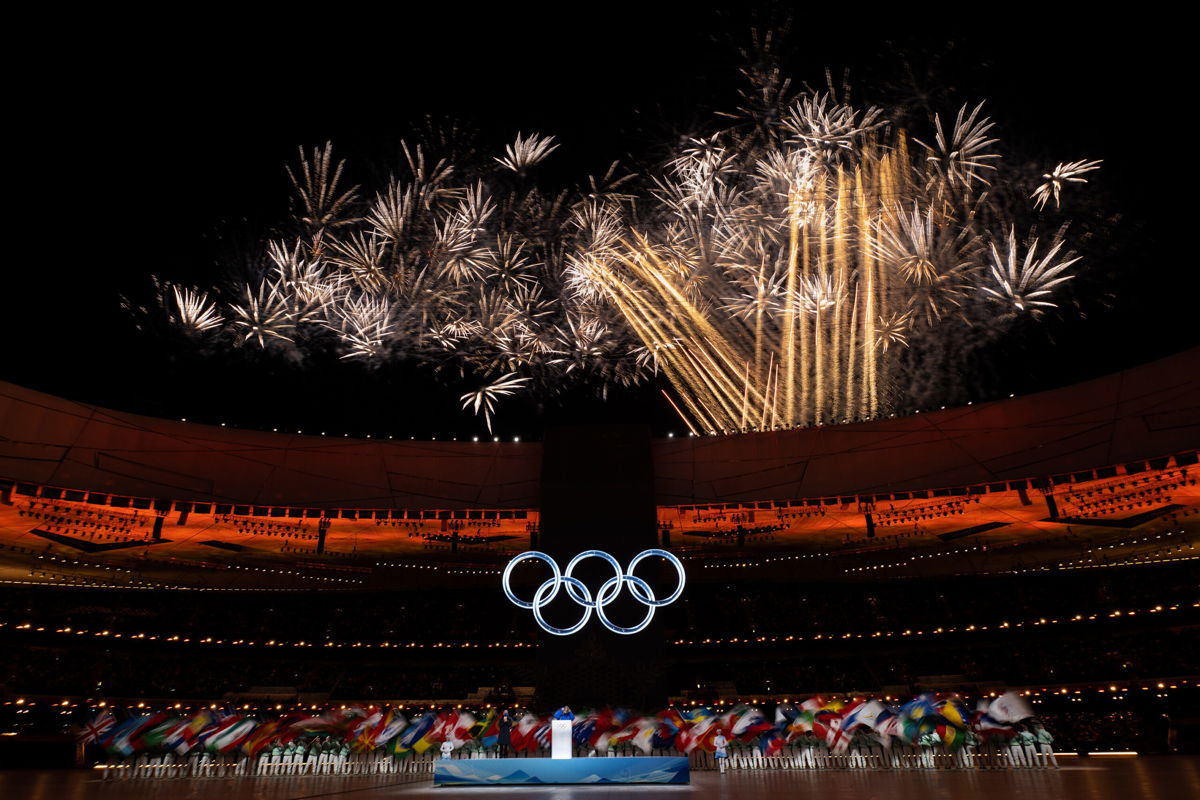 <i>David Ramos/Getty Images</i><br/>A firework display is seen during the Opening Ceremony of the Beijing 2022 Winter Olympics at the Beijing National Stadium on February 4