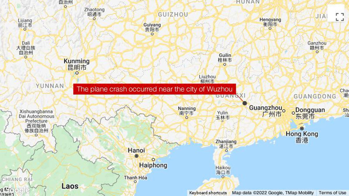 <i>Google</i><br/>A China Eastern Airlines jetliner carrying 132 people crashed in the mountains in southern China's Guangxi region on March 21