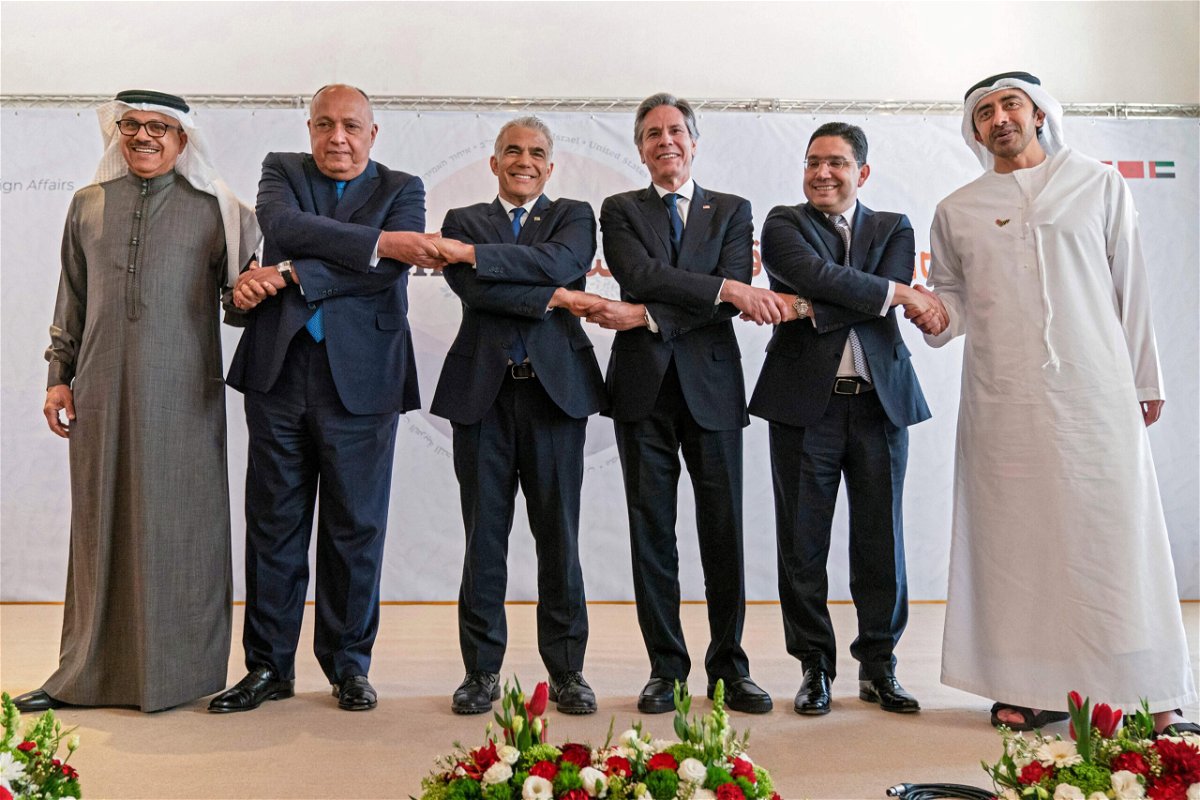 <i>JACQUELYN MARTIN/POOL/AFP/Getty Images</i><br/>(Left to right) Bahrain's Foreign Minister Abdullatif al-Zayani
