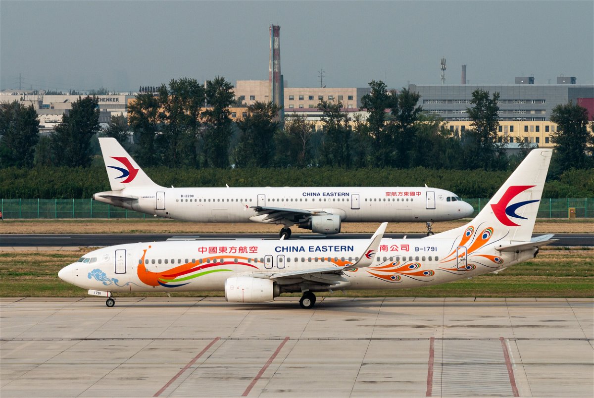 <i>Yuan Bo/VCG/Getty Images/FILE</i><br/>A China Eastern Airlines Boeing 737-800 aircraft is parked on the apron on September 24