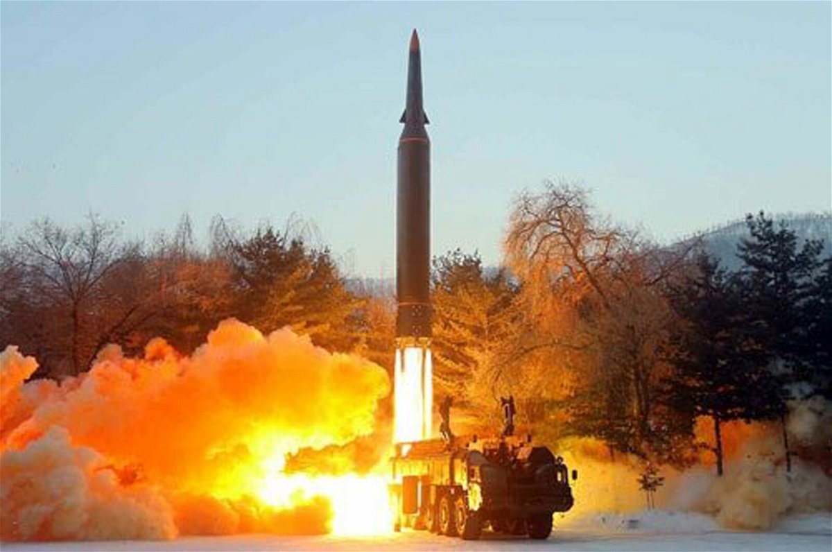 <i>From Rodong Sinmun</i><br/>Photo appearing to show North Korea testing its latest hypersonic missile on January 5 published by North Korean State newspaper Rodong Sinmun.