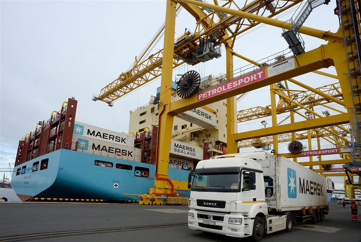 <i>Olga Maltseva/AFP/Getty Images</i><br/>Two of the world's biggest container shipping companies are halting cargo bookings to and from Russia.