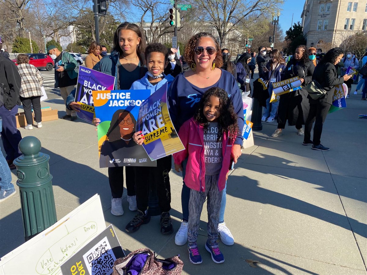 <i>Jasmine Wright/CNN</i><br/>Lauryl Jackson and her children attend Black Women's Collective Rally in Washington