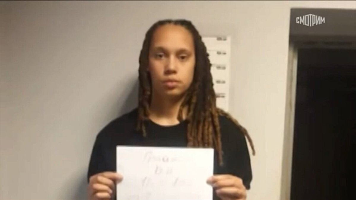 <i>Russian State TV</i><br/>The state-owned Russia 24 channel said this photo of Brittney Griner was taken at a police station.