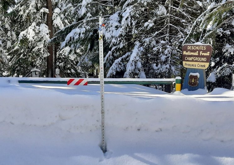 Late-season snow has delayed opening some Deschutes National Forest campgrounds, including Princess Creek Campground and Day-Use Area on the Crescent Ranger District
