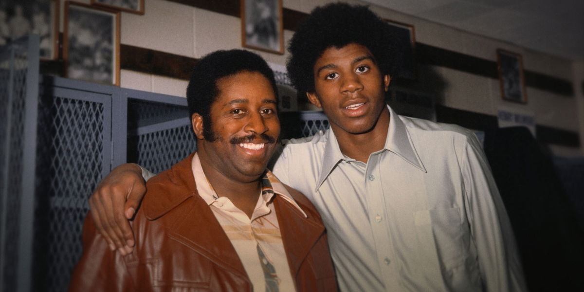 <i>Apple TV+</i><br/>Magic Johnson and his father Earvin Johnson in 