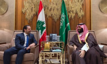 Saudi Crown Prince Mohammed bin Salman meets with then-Lebanese Prime Minister Saad Hariri in Riyadh