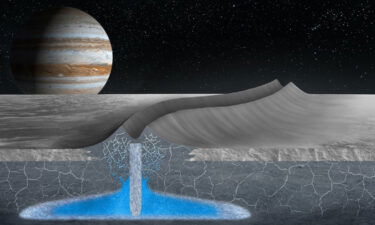 Jupiter's moon Europa may have a habitable ice shell. This artist's illustration shows how double ridges on the surface of Jupiter's moon Europa may form over shallow