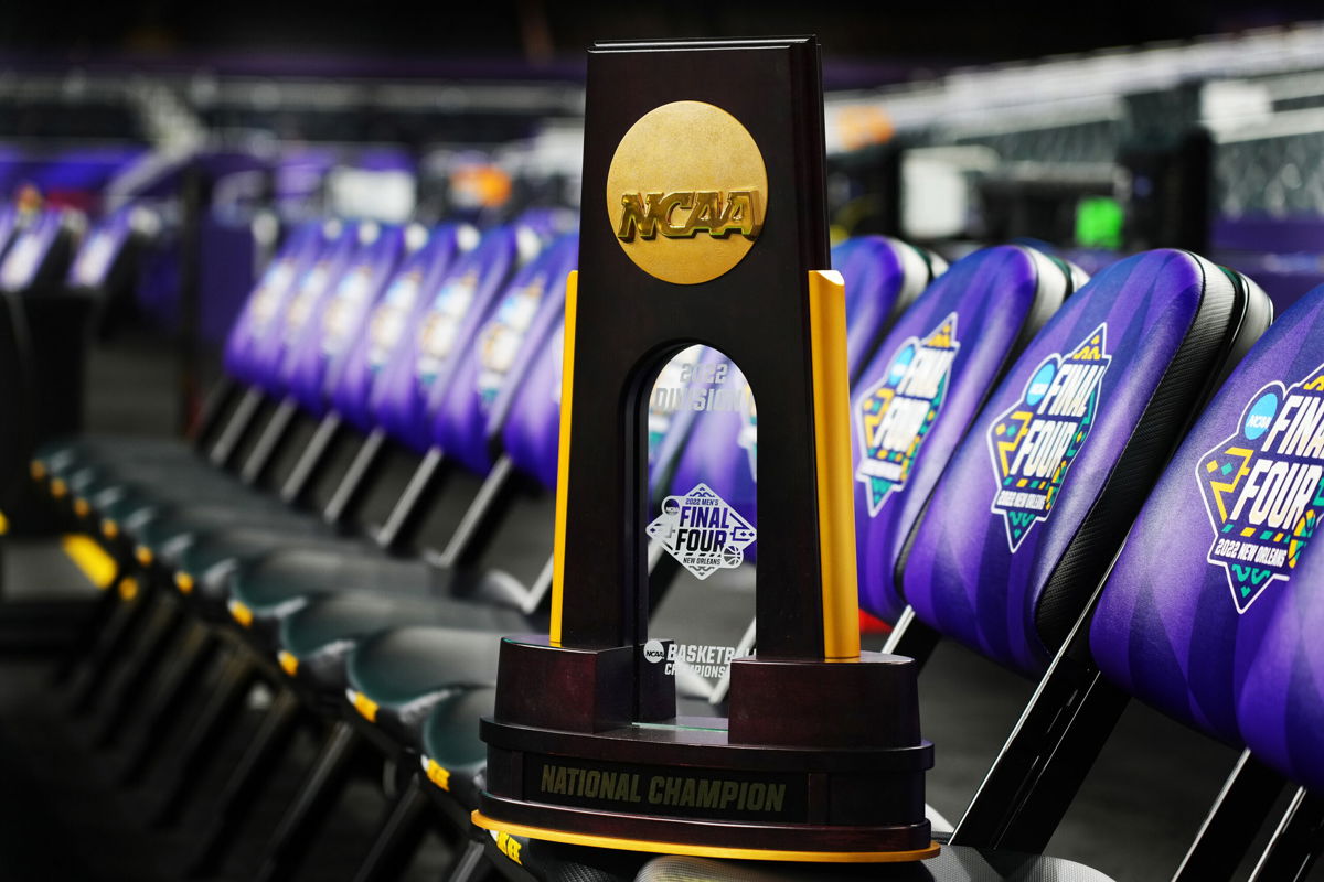 <i>Jack Dempsey/NCAA Photos/Getty Images</i><br/>The Men's Basketball Division 1 National Championship Trophy
