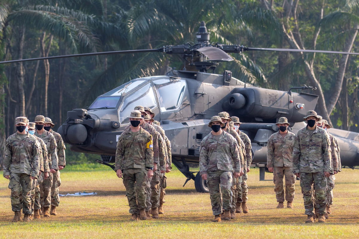 <i>Antara Foto/Nova Wahyudi/REUTERS</i><br/>US soldiers take part in the Garuda Shield Joint Exercise 2021 in South Sumatra province