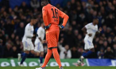 Edouard Mendy reacts having conceded the third goal.