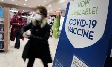 A pharmacy in Grand Central Terminal advertises the COVID-19 vaccine in 2021 in New York City.