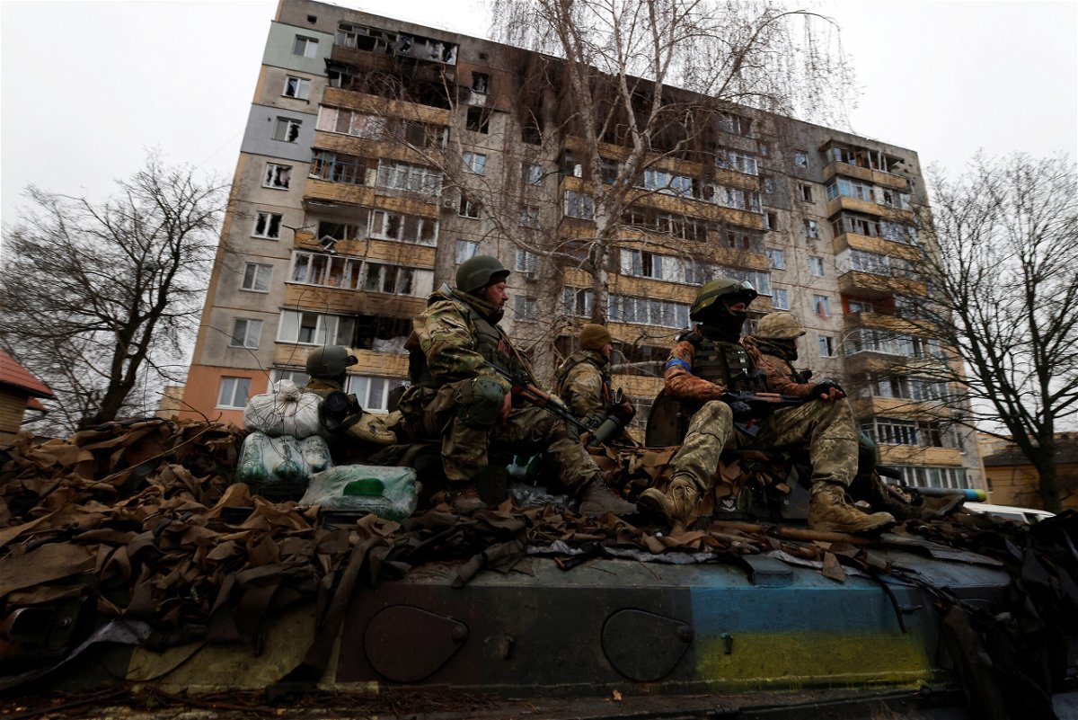 <i>Zohra Bensemra/Reuters</i><br/>Ukrainian soldiers are pictured in Bucha on April 2