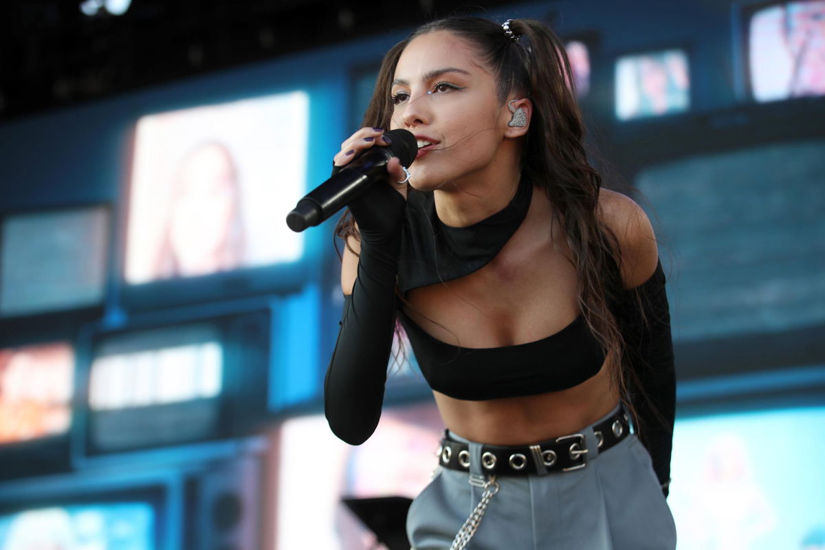 <i>Mat Hayward/Getty Images for iHeartMedia</i><br/>Olivia Rodrigo performs at the iHeartRadio Music Festival on September 18