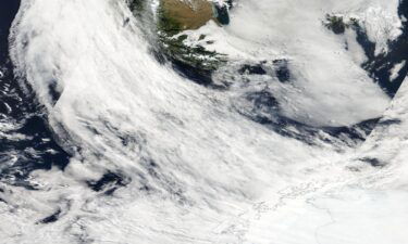 Satellite imagery from an atmospheric river over Antarctica on January 25