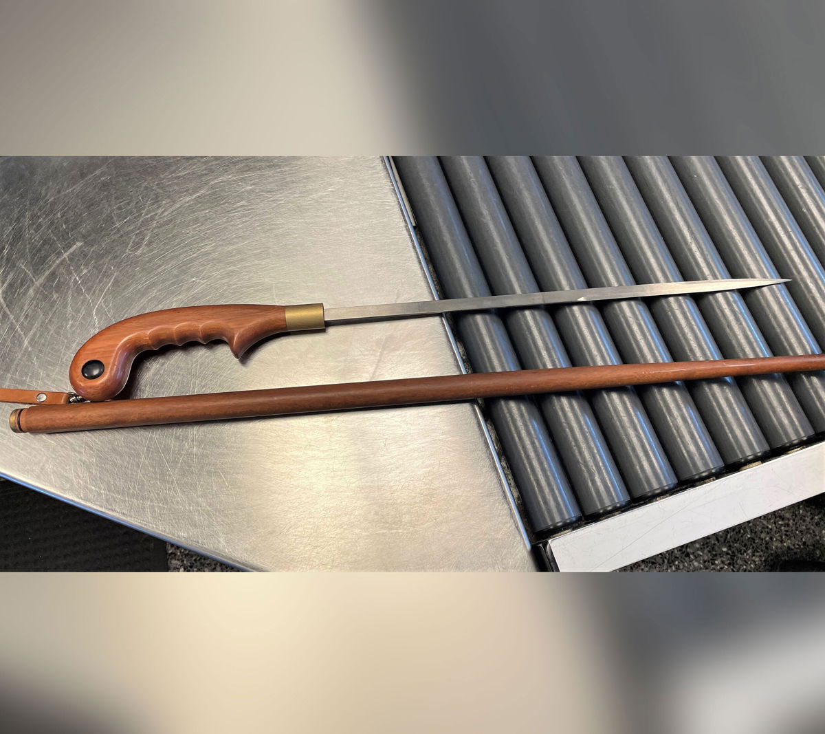 <i>From TSA New England/Twitter</i><br/>TSA officers at Boston's Logan International Airport discovered a long blade seemingly hidden inside a traveler's cane.