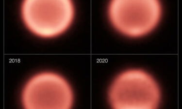 Growing brightness can be seen at Neptune's south pole between 2018 and 2020