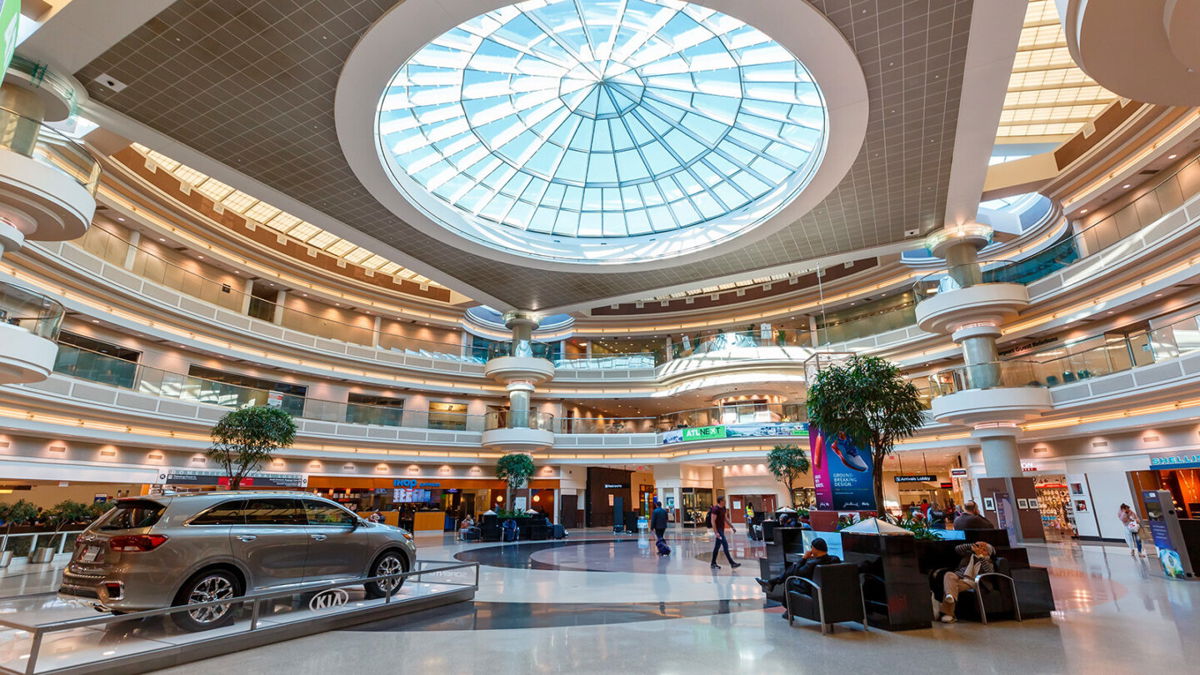 <i>Markus Mainka/picture-alliance/dpa/AP</i><br/>A terminal at Hartsfield-Jackson is pictured in April 2019. The airport doesn't have to split traffic with another major one in the metro area. That helps boost its numbers.