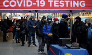 People wait in line to receive a Covid-19 test on January 4