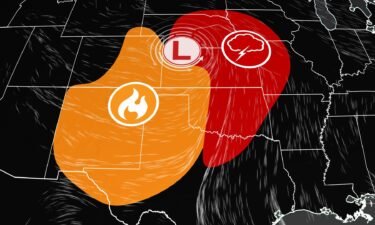 A strong storm system moving through the Rockies and Plains will whip up winds