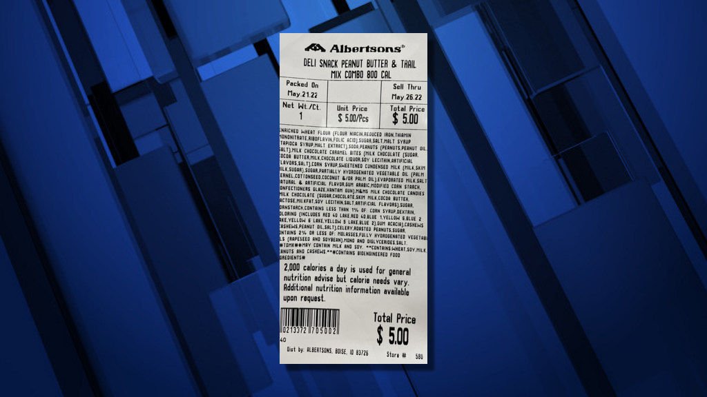 Label on one of the Albertsons recalled items