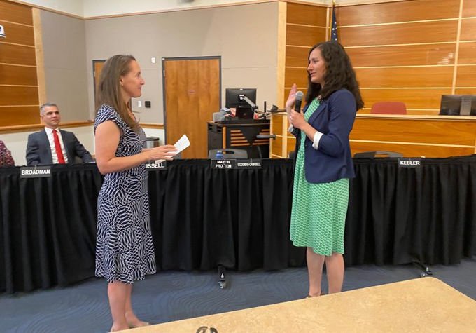 Newly appointed Bend Mayor Gena Goodman Campbell is sworn into office Wednesday night