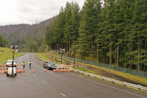 Roadblock was removed from OR 224 east of Estacada Sunday after the road reopened
