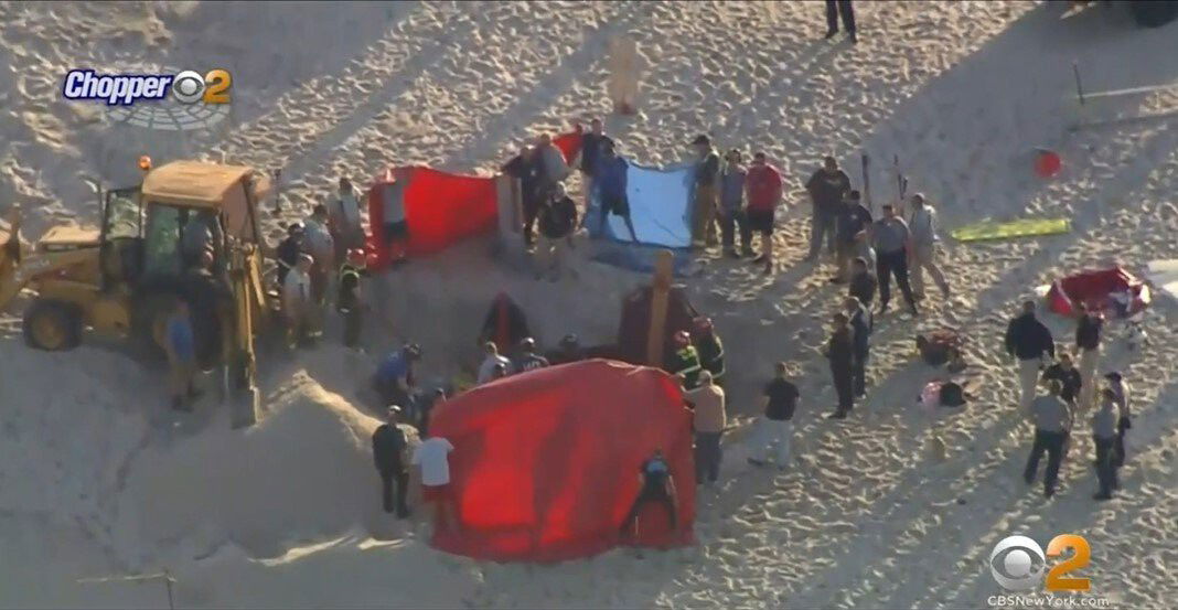 <i>WCBS</i><br/>An 18-year-old man died after becoming trapped in a hole in the sand on a New Jersey beach Tuesday.