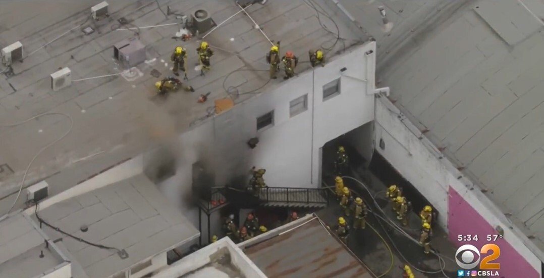 <i>KCAL/KCBS</i><br/>One person was killed and two more injured when a stubborn fire broke out at a recording studio in Hollywood Thursday evening inside a building which also contained a marijuana grow.