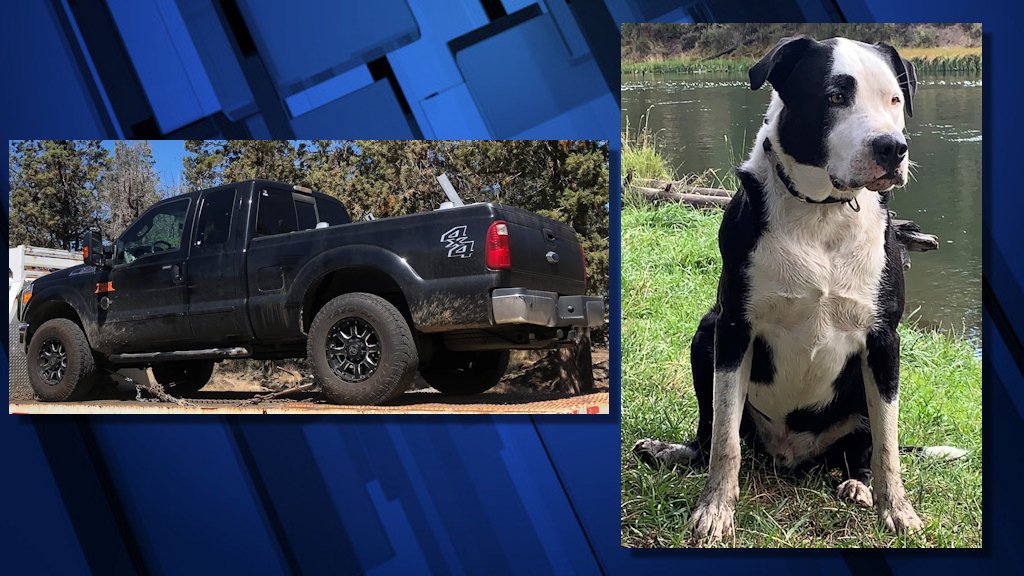 Pickup truck stolen at Bend Lowe's parking lot Tuesday was recovered 4 hours later at Redmond Lowe's, dog Amigo still inside