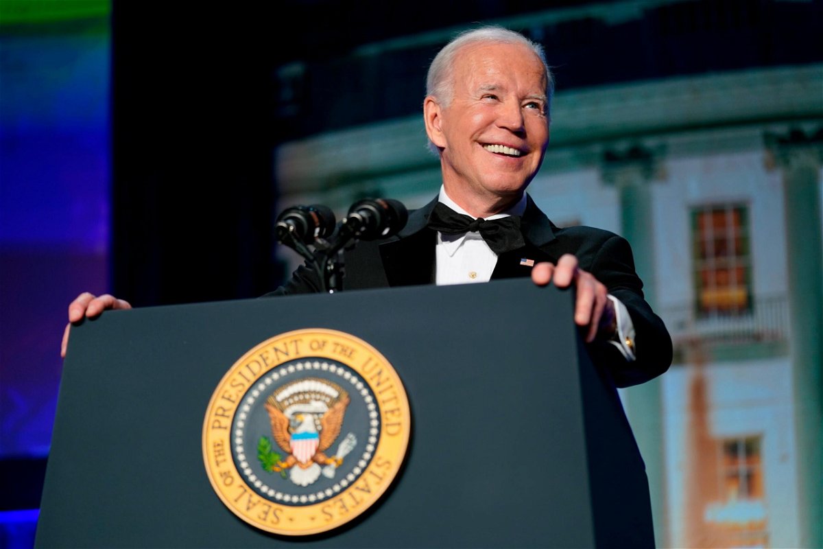<i>Patrick Semansky/AP</i><br/>President Joe Biden speaks at the White House Correspondents' Association Dinner in Washington