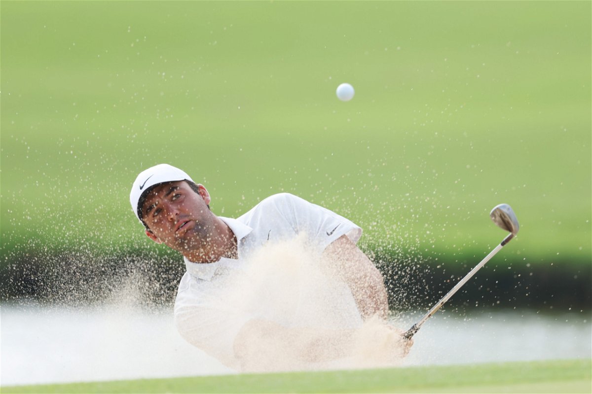 <i>Christian Petersen/Getty Images North America/Getty Images</i><br/>Scheffler plays a shot during the second round of the 2022 PGA Championship.