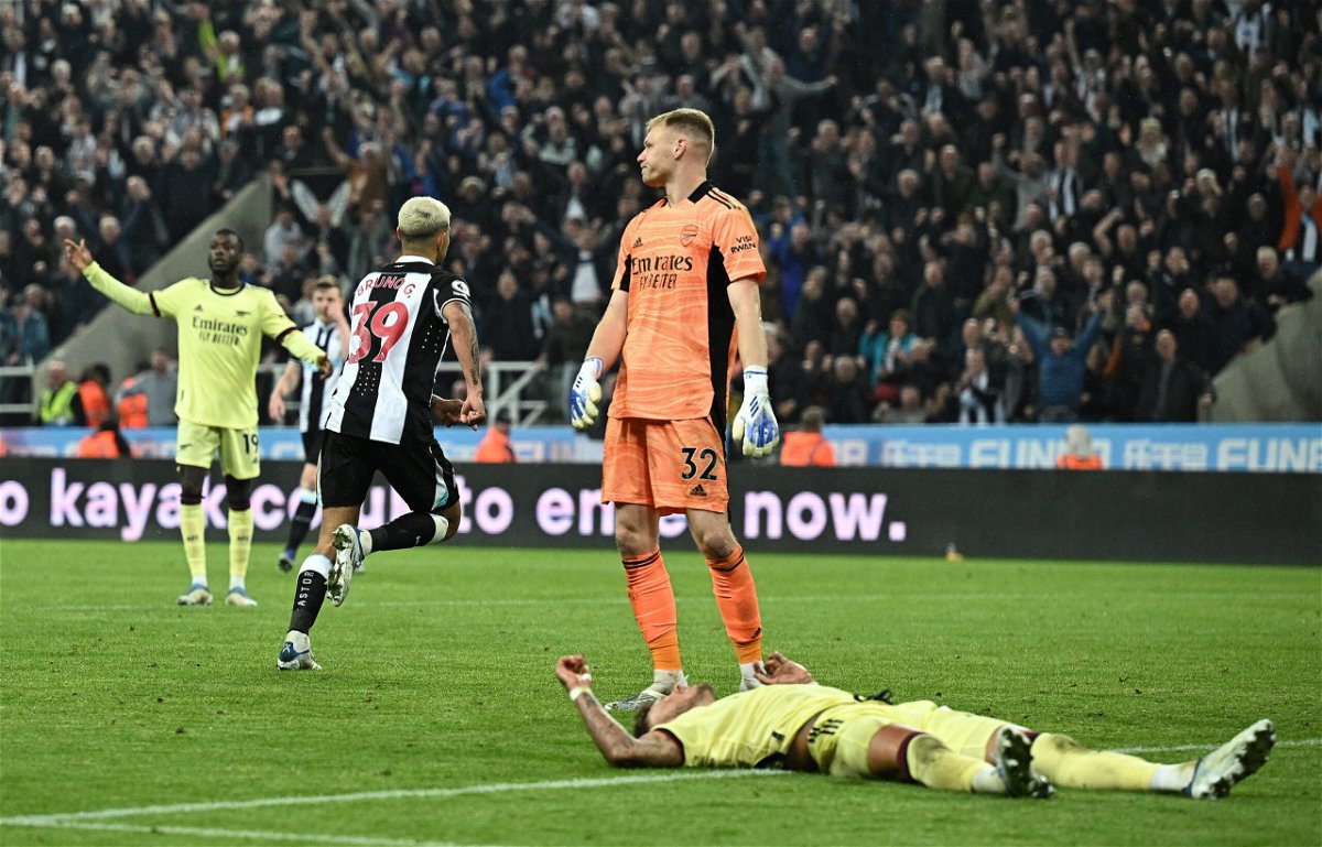 <i>OLI SCARFF/AFP/AFP via Getty Images</i><br/>Bruno Guimarães scored Newcastle's second goal against Arsenal.