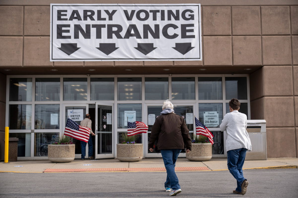 <i>Drew Angerer/Getty Images</i><br/>How to watch the Ohio and Indiana primary elections. Voters are seen arriving at a polling location in Columbus